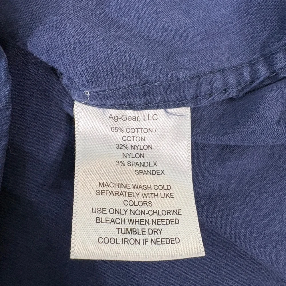 Ag-Gear Shirt Mens Medium Blue Button Down Performance Long Sleeve Utility Work